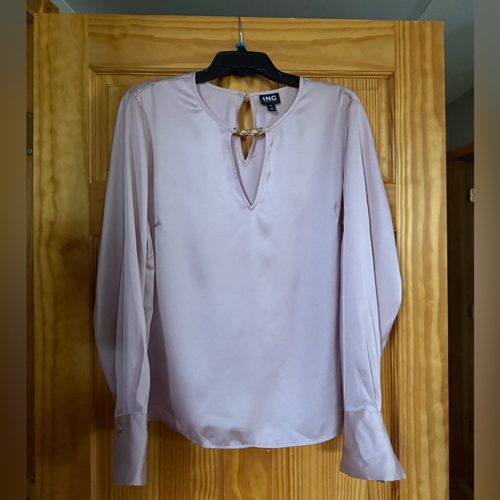 INC International Concepts Women's Light Pink Keyhole Blouse